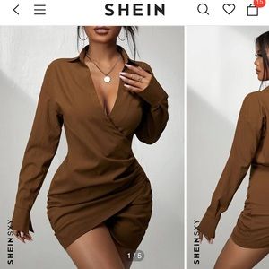 Brown wrap dress size L